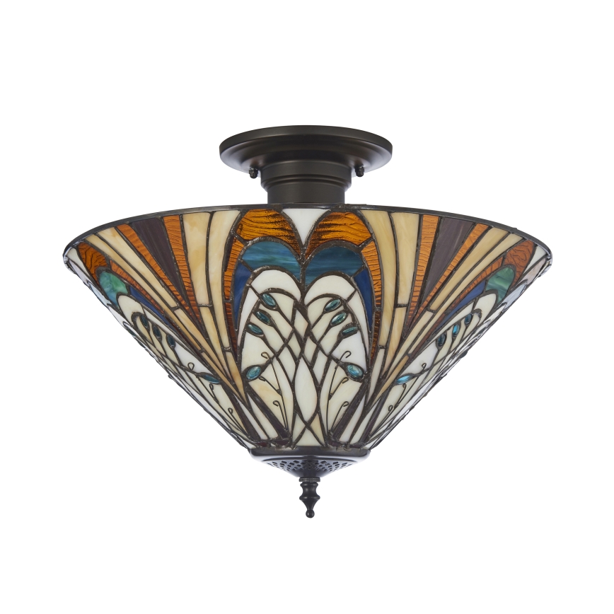 Endon 111905 - Aufgesetzte Tiffany-Deckenleuchte HECTOR 3xE27/10W/230V Ø 40 cm