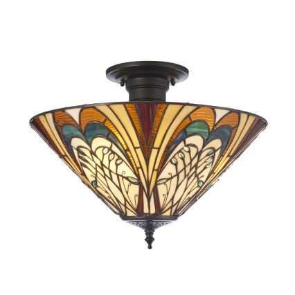 Endon 111905 - Aufgesetzte Tiffany-Deckenleuchte HECTOR 3xE27/10W/230V Ø 40 cm