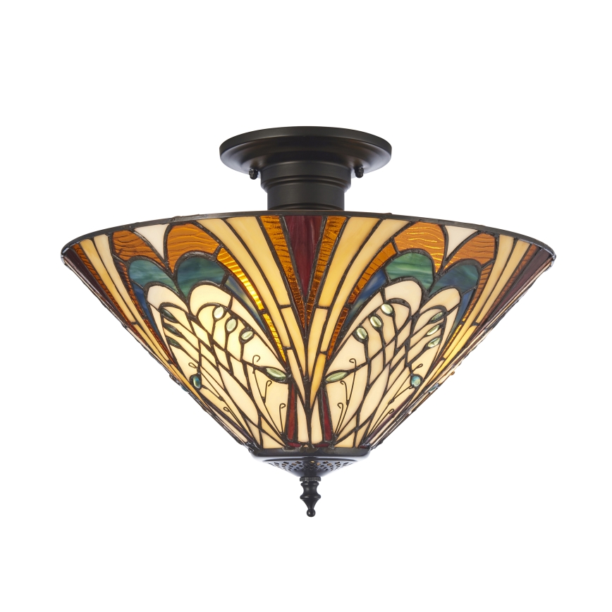 Endon 111905 - Aufgesetzte Tiffany-Deckenleuchte HECTOR 3xE27/10W/230V Ø 40 cm