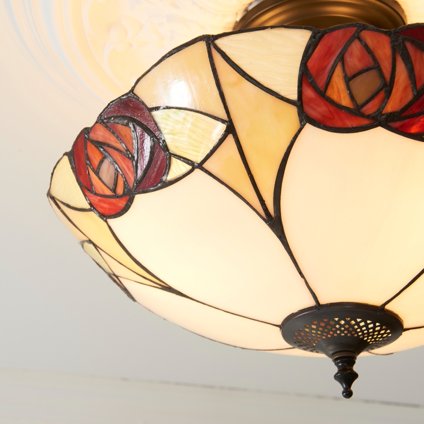 Endon 111907 - Aufgesetzte Tiffany-Deckenleuchte INGRAM, 3x E27 / 10 W / 230 V, Ø 45 cm