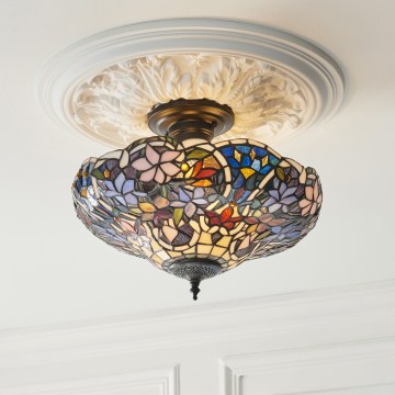 Endon 111915 - Aufgesetzte Tiffany-Deckenleuchte SULLIVAN, 3x E27 / 10W / 230V, Ø 40 cm