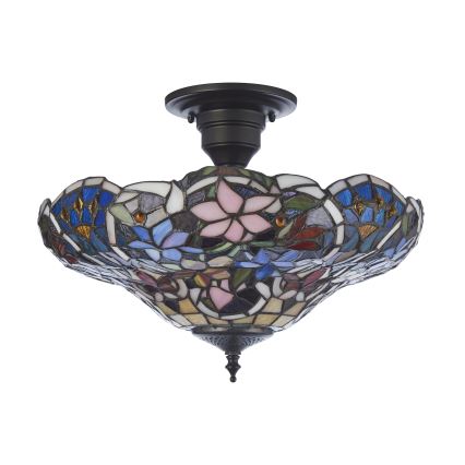 Endon 111915 - Aufgesetzte Tiffany-Deckenleuchte SULLIVAN, 3x E27 / 10W / 230V, Ø 40 cm