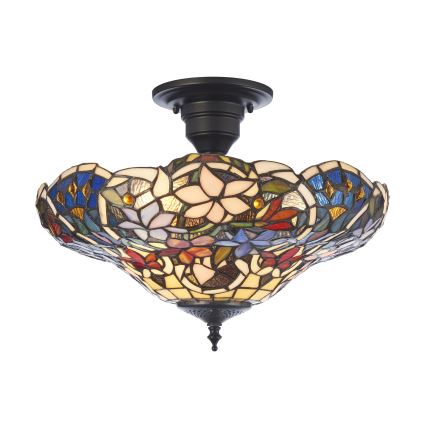 Endon 111915 - Aufgesetzte Tiffany-Deckenleuchte SULLIVAN, 3x E27 / 10W / 230V, Ø 40 cm