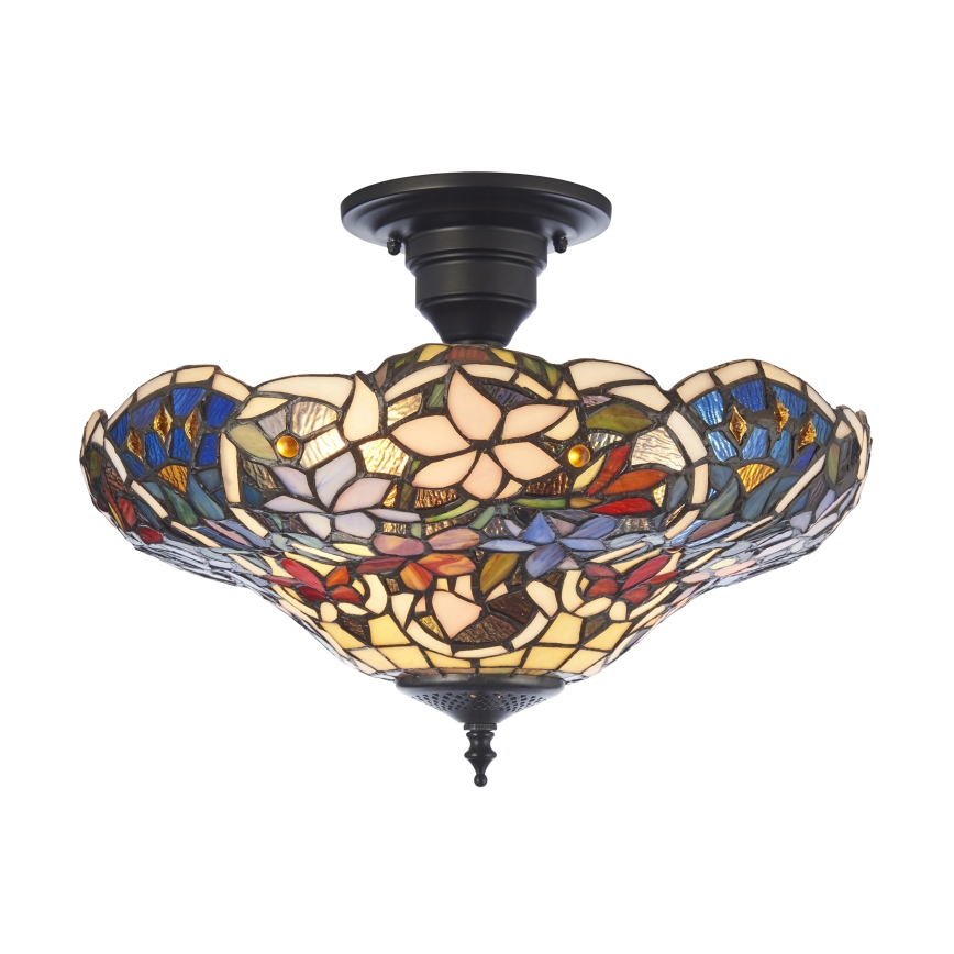 Endon 111915 - Aufgesetzte Tiffany-Deckenleuchte SULLIVAN, 3x E27 / 10W / 230V, Ø 40 cm