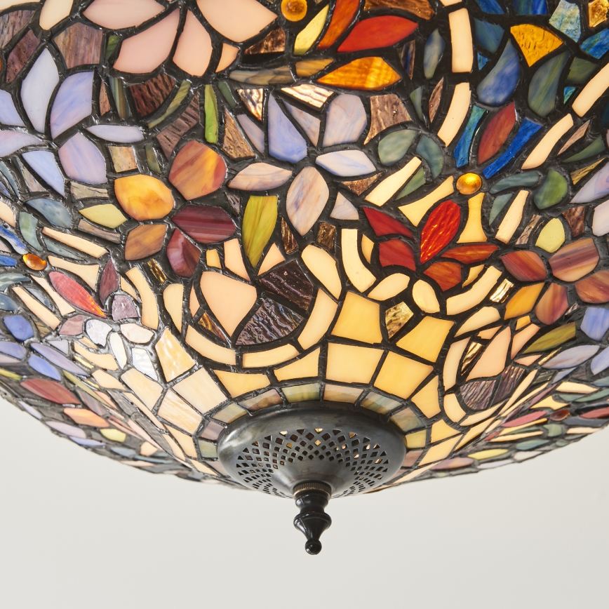 Endon 111915 - Aufgesetzte Tiffany-Deckenleuchte SULLIVAN, 3x E27 / 10W / 230V, Ø 40 cm