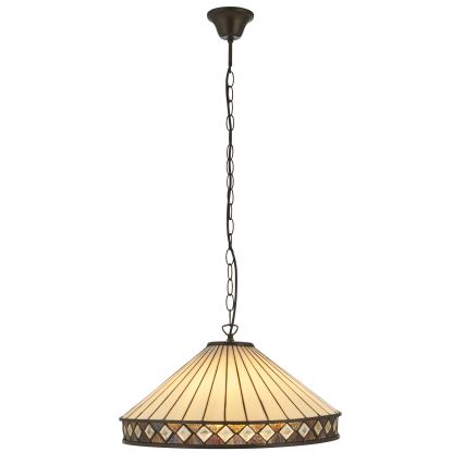 Endon 111961 - Tiffany FARGO Kronleuchter mit Kette 3xE27/10W/230V Durchmesser 50 cm