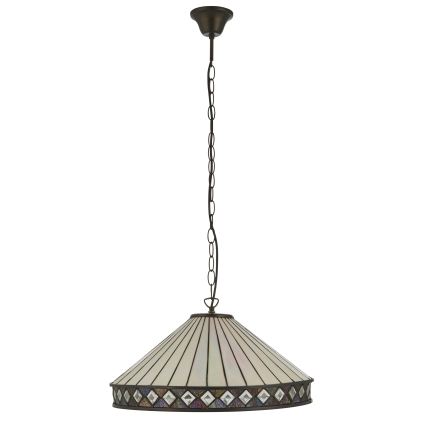 Endon 111961 - Tiffany FARGO Kronleuchter mit Kette 3xE27/10W/230V Durchmesser 50 cm