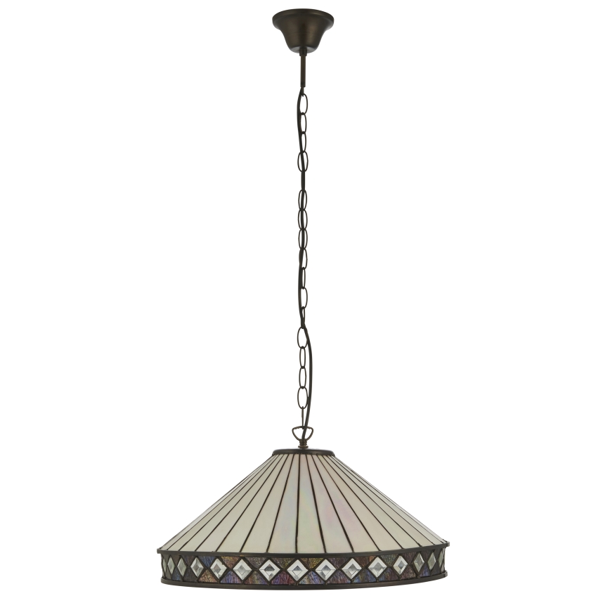 Endon 111961 - Tiffany FARGO Kronleuchter mit Kette 3xE27/10W/230V Durchmesser 50 cm