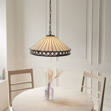 Endon 111961 - Tiffany FARGO Kronleuchter mit Kette 3xE27/10W/230V Durchmesser 50 cm