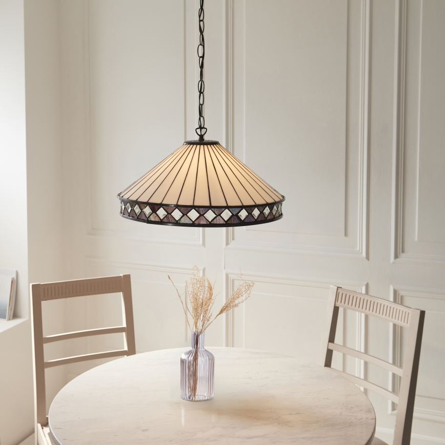 Endon 111961 - Tiffany FARGO Kronleuchter mit Kette 3xE27/10W/230V Durchmesser 50 cm
