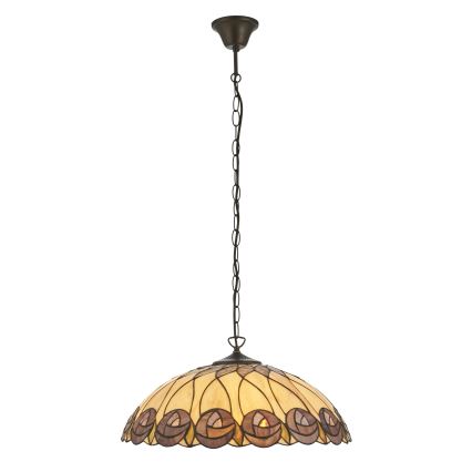 Endon 111985 - Kronleuchter mit Kette Tiffany HUTCHINSON, 3x E27/10 W/230 V, Ø 50 cm
