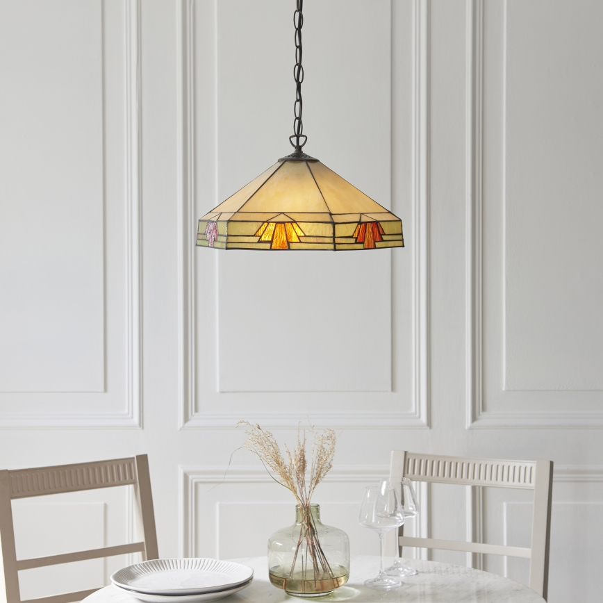 Endon 111989 - Tiffany-Hängeleuchte an Kette NEVADA 3xE27/10W/230V Ø 40 cm