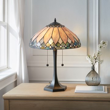 Endon 112183 - Tischlampe Tiffany BROOKLYN 2xE14/10W/230V Ø 40 cm