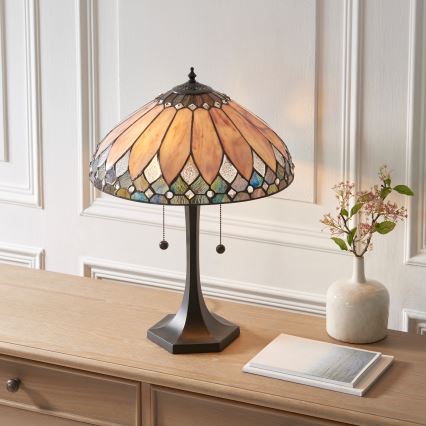 Endon 112183 - Tischlampe Tiffany BROOKLYN 2xE14/10W/230V Ø 40 cm