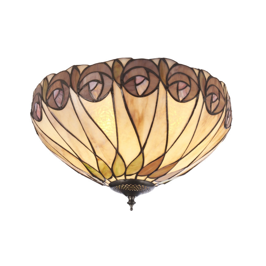 Endon 112188 - Tiffany-Deckenleuchte HUTCHINSON, 2x E27/60 W/230 V, Ø 40 cm