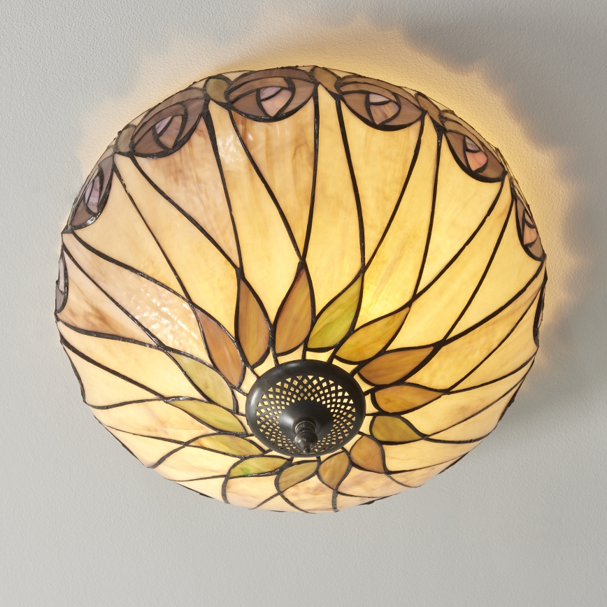 Endon 112188 - Tiffany-Deckenleuchte HUTCHINSON, 2x E27/60 W/230 V, Ø 40 cm