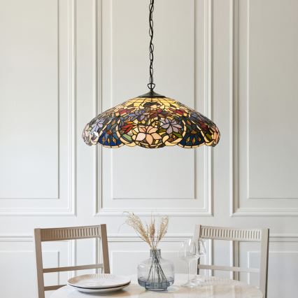 Endon 112193 - Tiffany-Kronleuchter an Kette SULLIVAN 3xE27/60W/230V Ø 57 cm