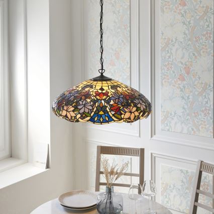 Endon 112193 - Tiffany-Kronleuchter an Kette SULLIVAN 3xE27/60W/230V Ø 57 cm