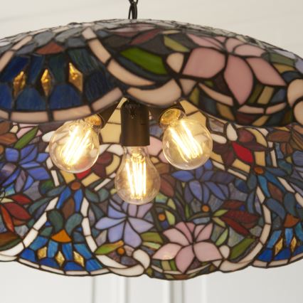 Endon 112193 - Tiffany-Kronleuchter an Kette SULLIVAN 3xE27/60W/230V Ø 57 cm