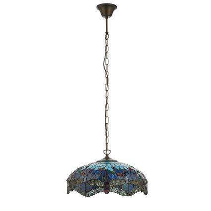 Endon 112195 - Tiffany-Kronleuchter an Kette DRAGONFLY 1xE27/60W/230V Ø 41 cm