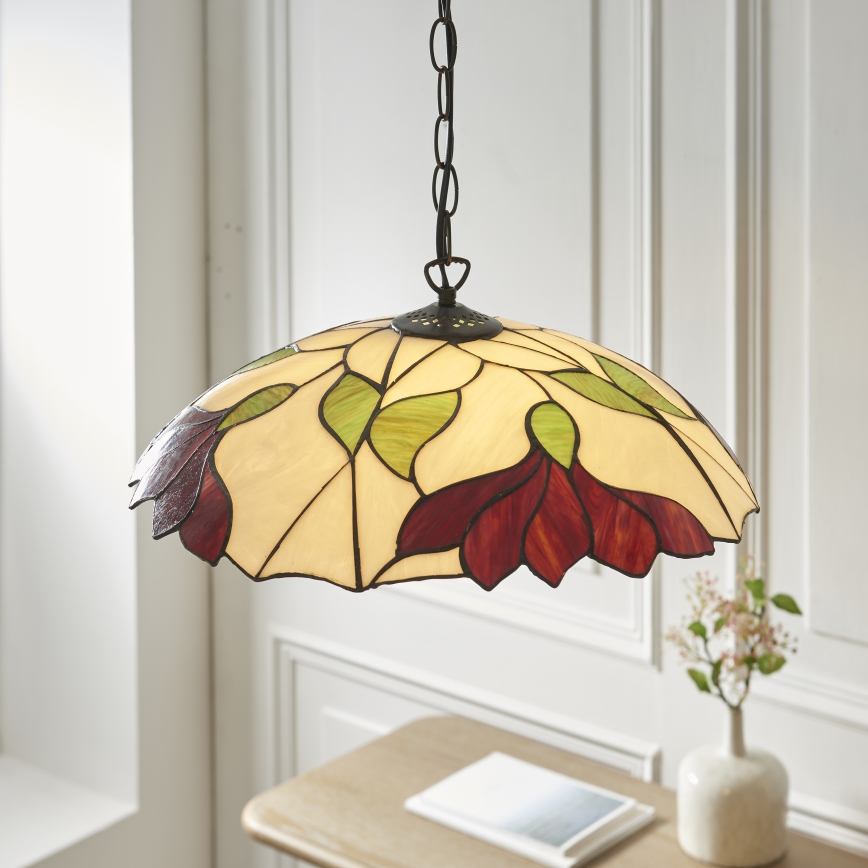 Endon 112246 - Kronleuchter an Kette Tiffany BOTANICA 1xE27/60W/230V Ø 45 cm