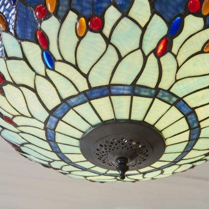 Endon 112250 - Kronleuchter an Kette Tiffany DRAGONFLY 3xE27/60W/230V Ø 50 cm