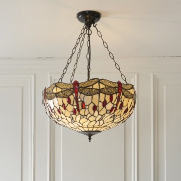 Endon 112251 - Kronleuchter an Kette Tiffany DRAGONFLY 3xE27/60W/230V Ø 50 cm