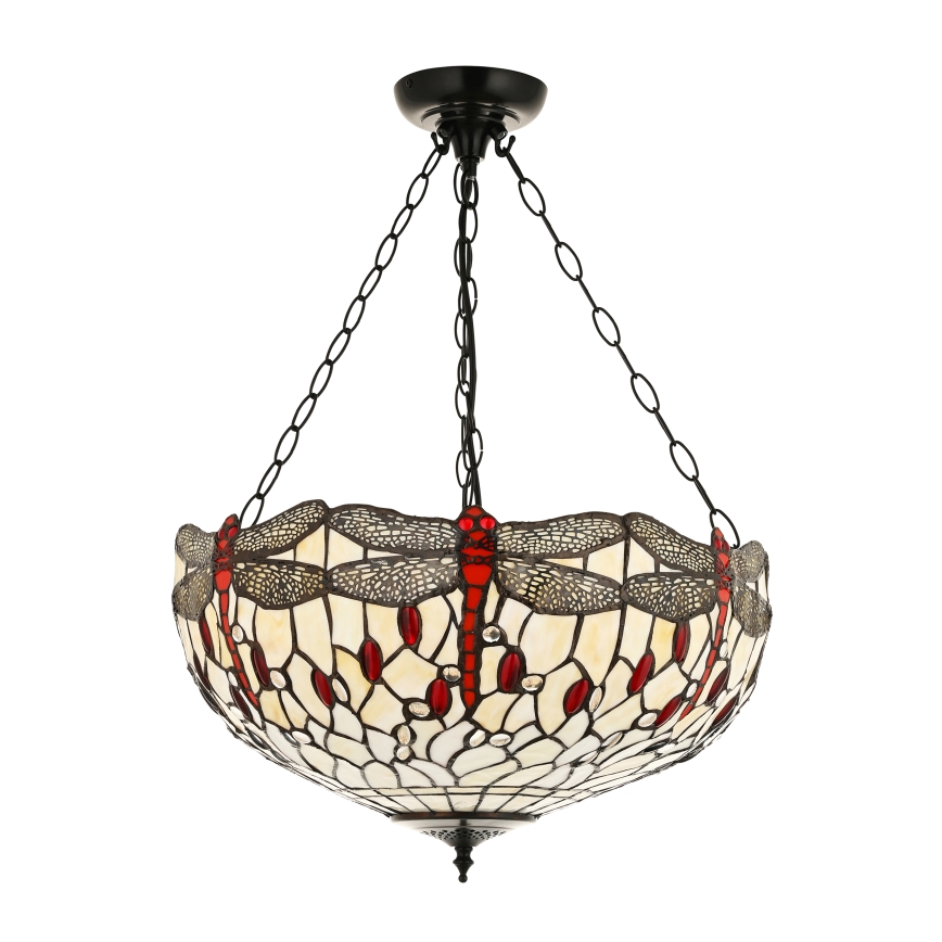 Endon 112251 - Kronleuchter an Kette Tiffany DRAGONFLY 3xE27/60W/230V Ø 50 cm