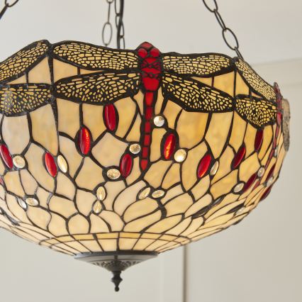 Endon 112251 - Kronleuchter an Kette Tiffany DRAGONFLY 3xE27/60W/230V Ø 50 cm