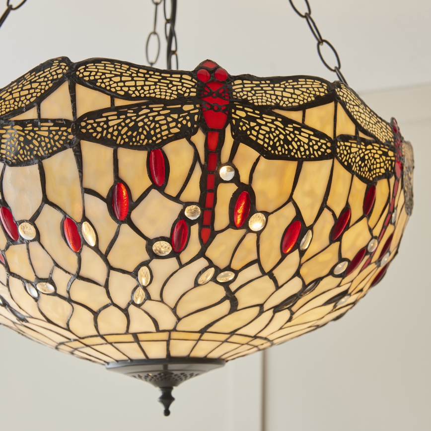 Endon 112251 - Kronleuchter an Kette Tiffany DRAGONFLY 3xE27/60W/230V Ø 50 cm