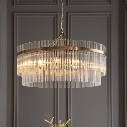 Endon 112574 - Kronleuchter mit Kette MARIETTA GRAND 7xE14/7W/230V Messing/klar