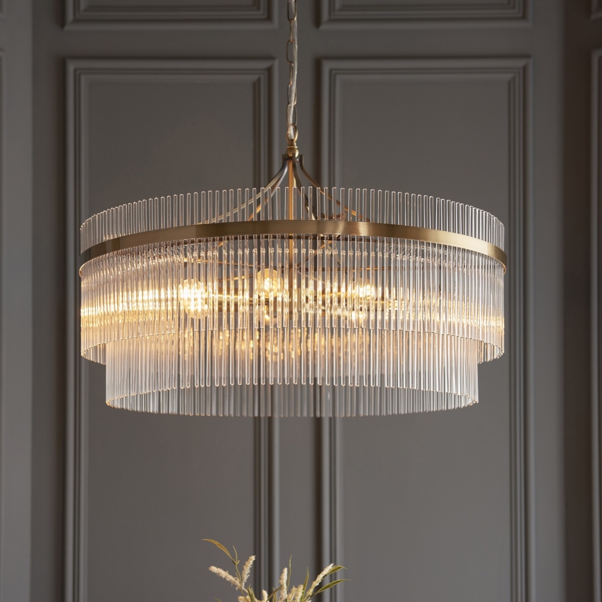 Endon 112574 - Kronleuchter mit Kette MARIETTA GRAND 7xE14/7W/230V Messing/klar