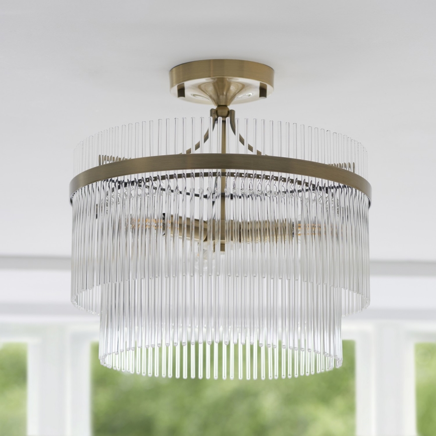 Endon 112575 - Anbau-Kronleuchter MARIETTA 3xE14/7W/230V Messing/klar