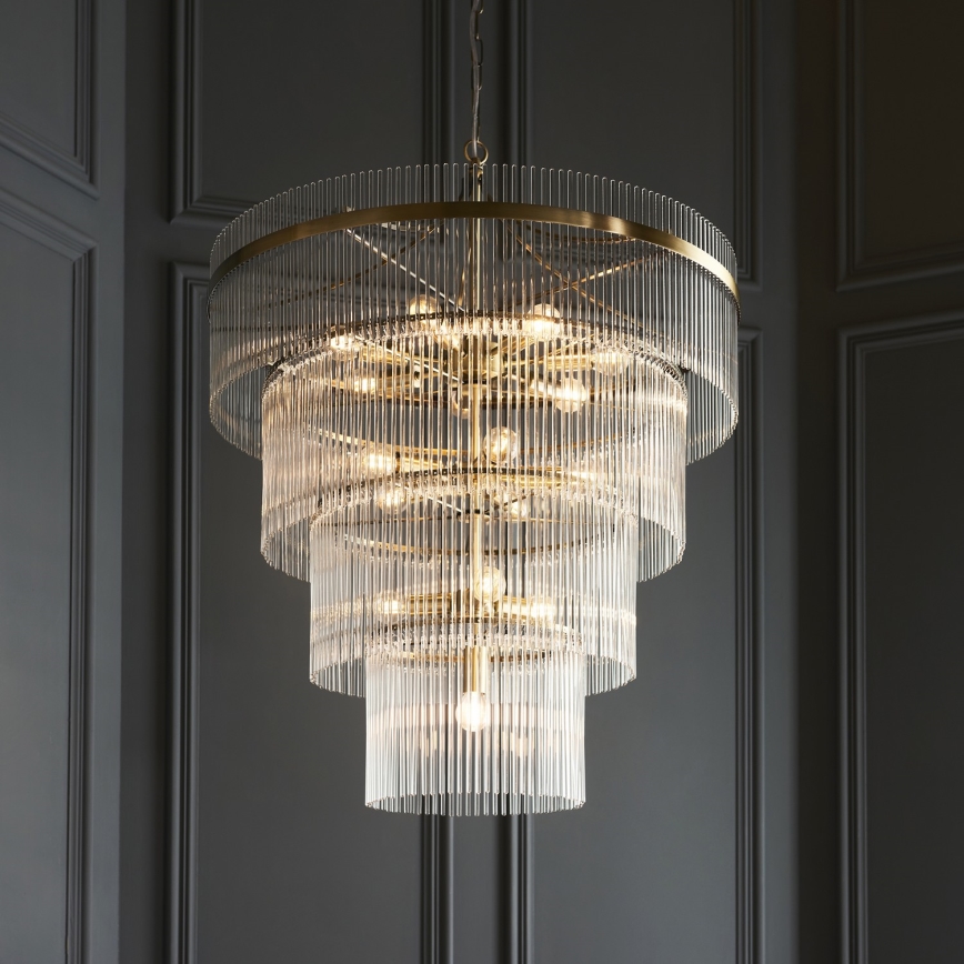 Endon 112576 - Kronleuchter an Kette MARIETTA 16xE14/6W/230V Messing/klar