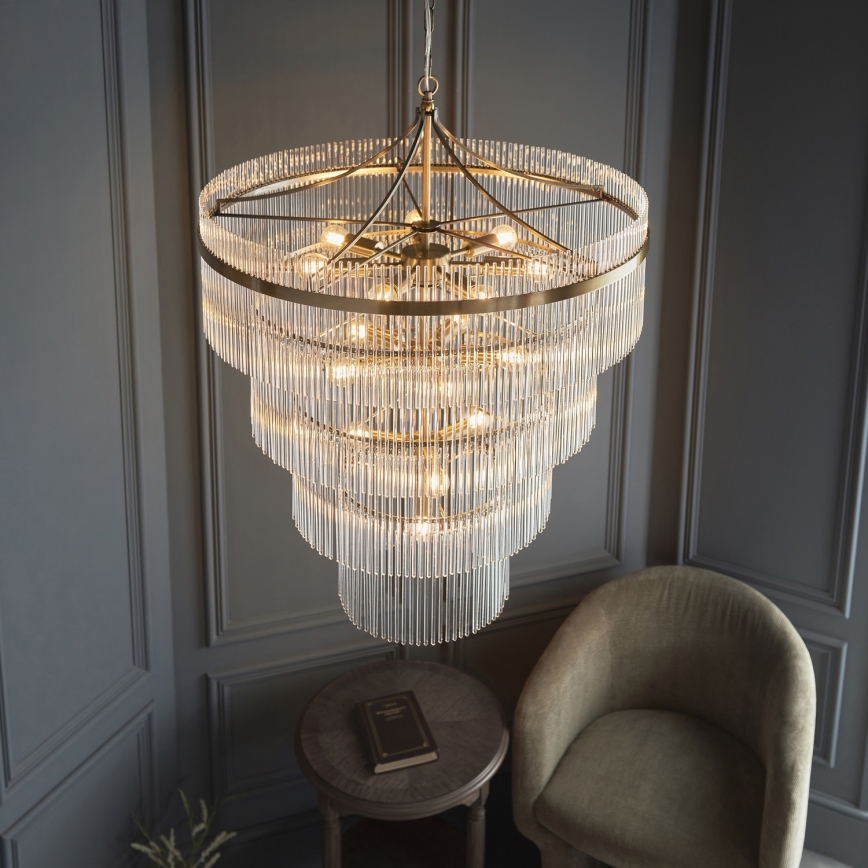 Endon 112576 - Kronleuchter an Kette MARIETTA 16xE14/6W/230V Messing/klar