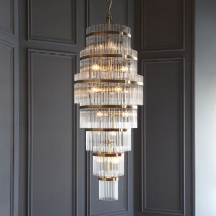 Endon 112793 - Kronleuchter an Kette MARIETTA GRAND 21xE14/6W/230V Messing/klar