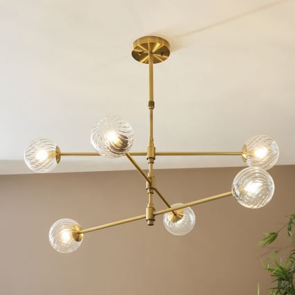 Endon 114039 - Pendelleuchte mit Stange 6xG9/3,2W/230V, goldfarben