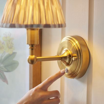 Endon 114831 - Dimmbare, aufladbare LED-Wandleuchte BURLEY LED/1,5W/5V 3600 mAh Messing/beige