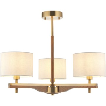 Endon 116993 - Pendelleuchte an Stange HEATHCLIFF 3xE14/7W/230V Messing/Esche