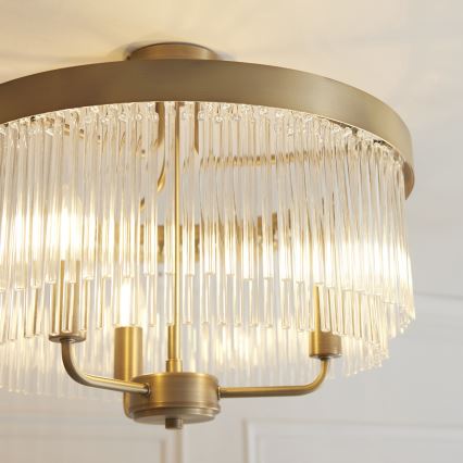 Endon 119109 - Aufgesetzte Deckenleuchte CLERMONT, 3x E14 / 6W / 230V, Messing