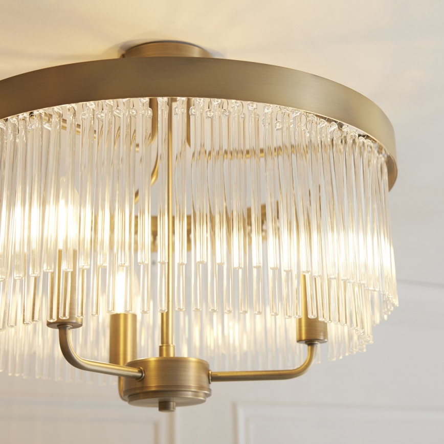 Endon 119109 - Aufgesetzte Deckenleuchte CLERMONT, 3x E14 / 6W / 230V, Messing