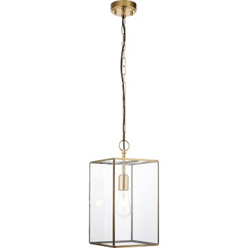 Endon 119141 - Pendelleuchte mit Kette HAMMOND 1xE27/10W/230V 21,5x21,5 cm Messing