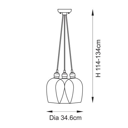 Endon 120644 - Pendelleuchte mit Kabel 3xE27/10W/230V Hochglanzchrom