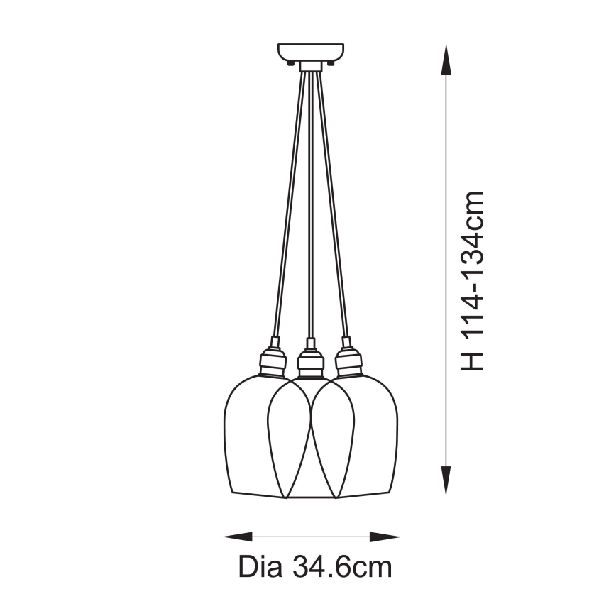 Endon 120644 - Pendelleuchte mit Kabel 3xE27/10W/230V Hochglanzchrom
