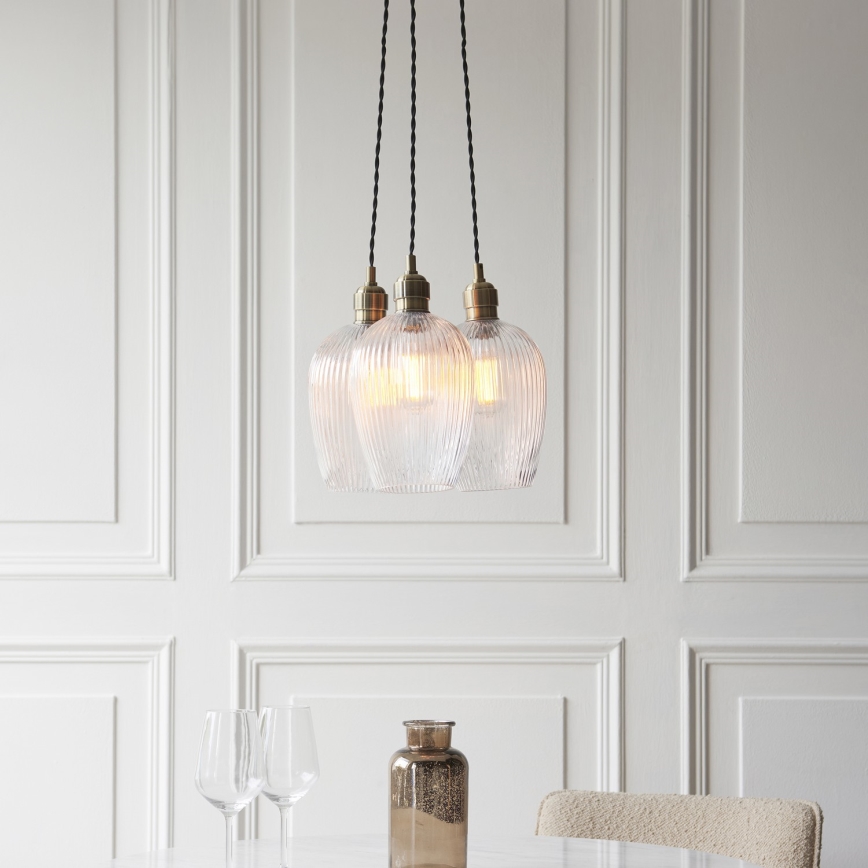 Endon 120656 - Pendelleuchte mit Kabelaufhängung 3xE27/10W/230V Messing