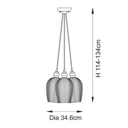 Endon 120656 - Pendelleuchte mit Kabelaufhängung 3xE27/10W/230V Messing