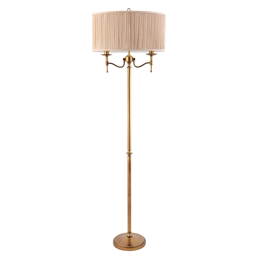 Endon 63620 - Stehleuchte STANFORD 2xE14/40W/230V Messing/Beige
