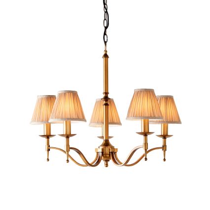 Endon 63627 - Kronleuchter mit Kette STANFORD 5xE14/40W/230V Messing/Beige