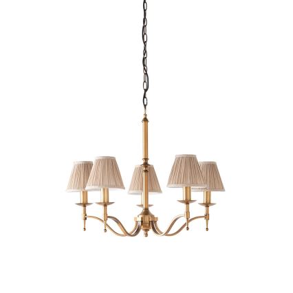 Endon 63627 - Kronleuchter mit Kette STANFORD 5xE14/40W/230V Messing/Beige