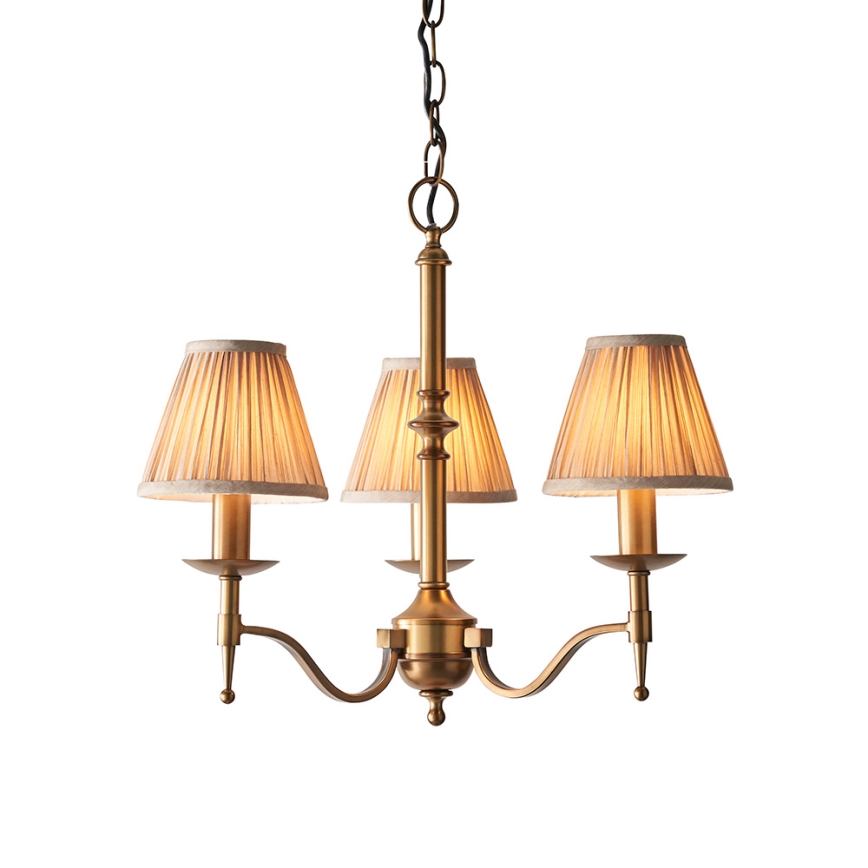 Endon 63628 - Kronleuchter mit Kette STANFORD 3xE14/40W/230V Messing/Beige